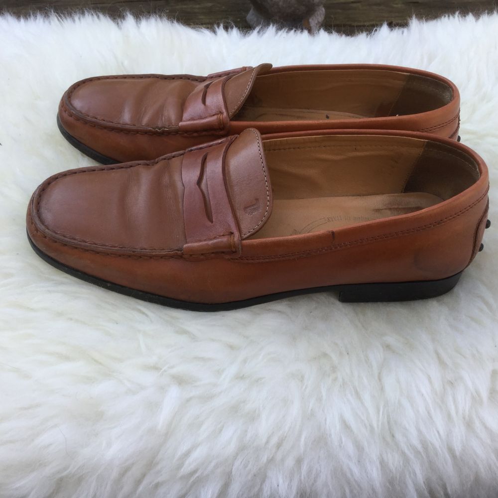 Tod's 6 Cognac Brown Leather Drivers Penny Loafer
